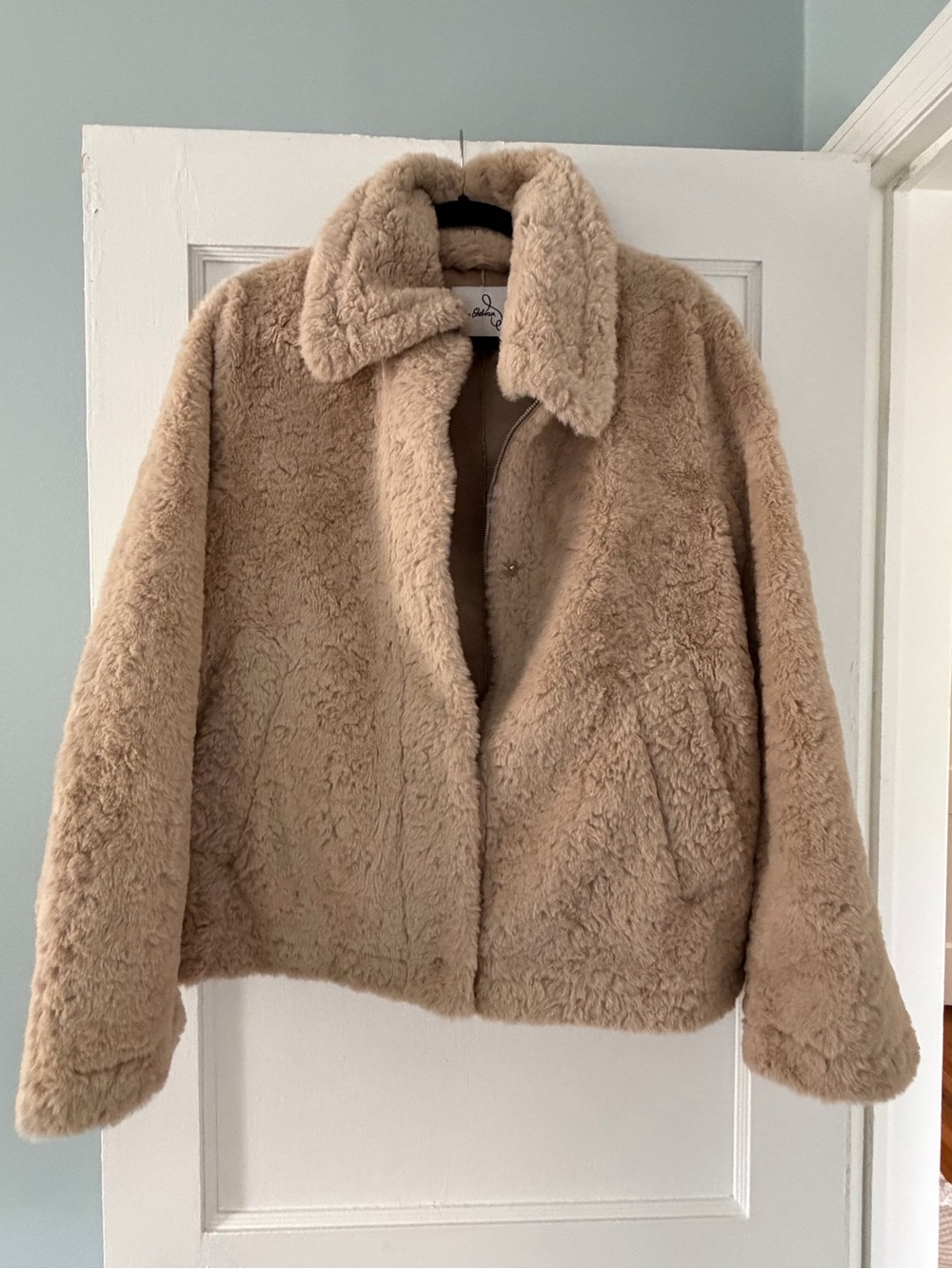 Sam Edelman Plush Faux Shearling Jacket - Beige